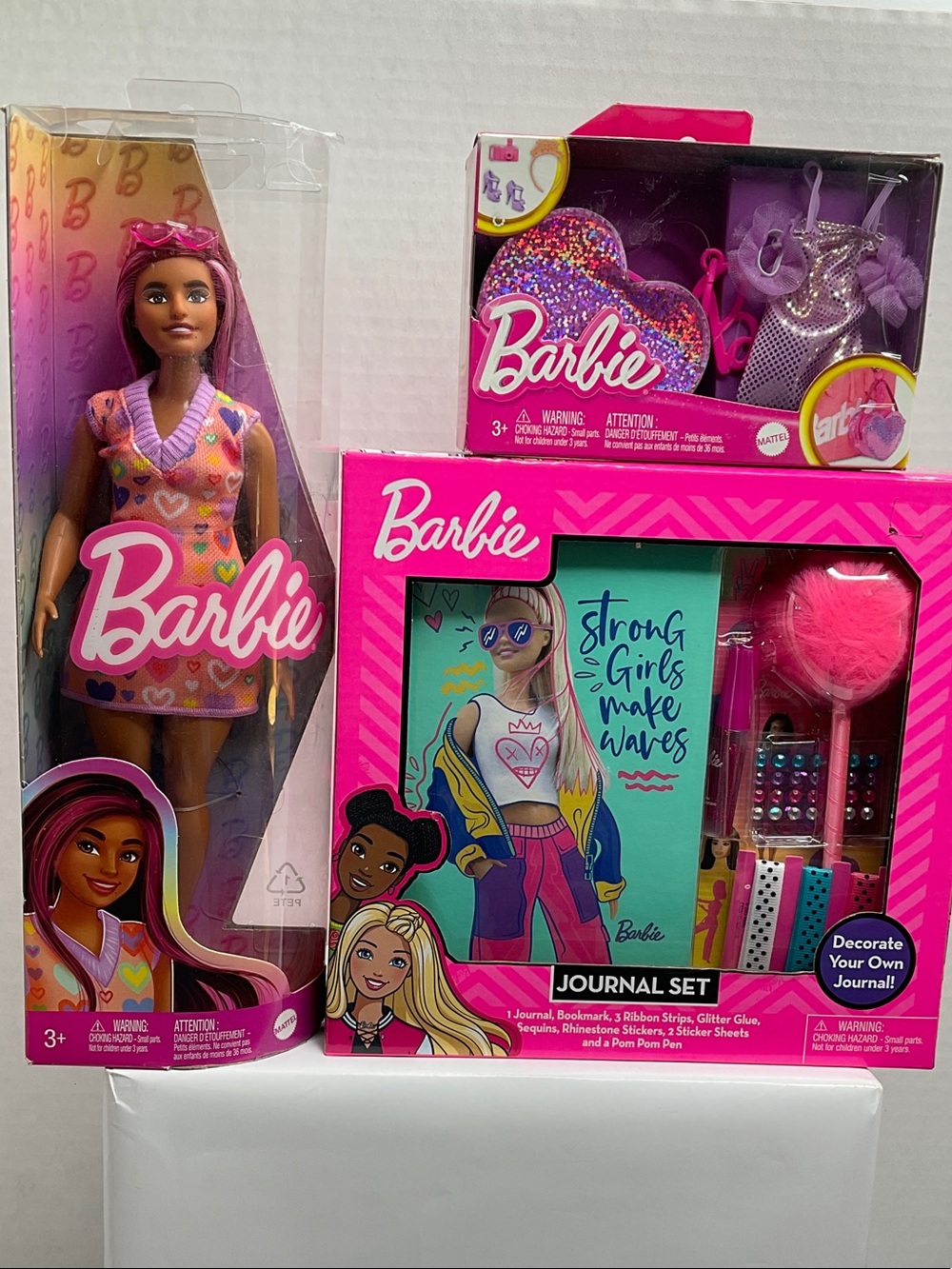 3pcs Barbie Doll & Journal Gift Pack and Outfit Set in Pink and Purple